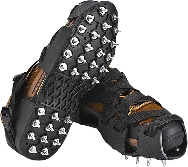 TRINKA Spiked Shoes for Resinous Coatings, Epoxy Floor, Overlays, Cover Installation, Spiked Screeding Sanda,Ice Crampons, Black - Image 1